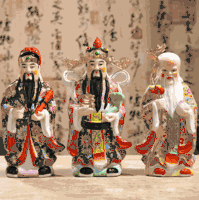 3 Wisemen Fuk Luk Sau Statues , Porcelain  8 inches tall