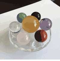 7 lucky gemstone balls on a small Hexagram symbol base
