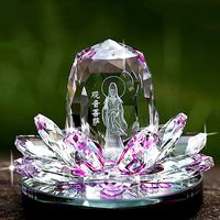 Beautiful 3D Kwan yin Crystal Lotus flower - 4 colors available