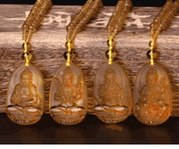 Buddha Lucky Charm - <br>  Beautiful Natural Citrine Quartz pendants with Buddha designs -<br> 8 kinds of Buddha available