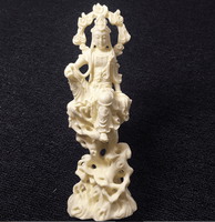 Exquisite Ivory Fruit Carving Goddess of Compassion <br> Kwan yin Statue 8 inch