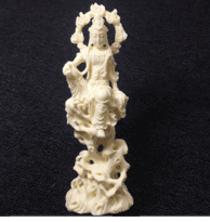 Exquisite Ivory Fruit Carving Goddess of Compassion <br> Kwan yin Statue 8 inch