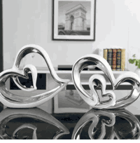 Good luck wedding gift -<br> Gorgeous Pair of Ceramic Double Heart design decorations
