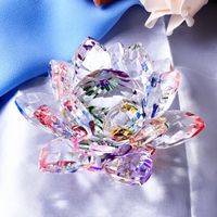 Gorgeous colorful handmade Crystal lotus flower 10cm