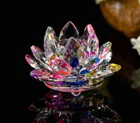 Gorgeous colorful handmade Crystal lotus flower 12cm