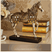 Gorgeous Golden Walking Horse Resin Sculpture