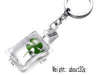 Lucky charm <br> Natural Four-Leaf clover in the Glass Key chain