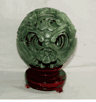 Mystic happiness Green Jade Dragon & Phoenix Puzzle Ball 4 inch