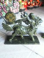 Natural Green Jade Dragon Qi Lin statue 7.5 inch
