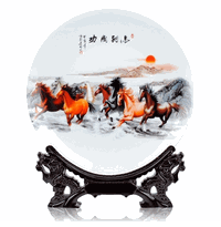 8 Running Victory Horses design Porcelain Plate