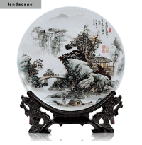 Asian Ceramic Decorative Plate with Chinese Landscape design