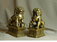 Bronze Foo dogs 3 inch tall - feng shui for protection