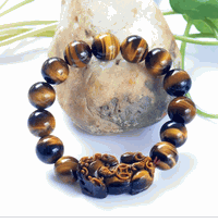 Good luck Natural Tiger's eye pixiu (Pi yao ) bracelet 14mm