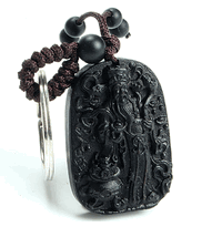 Lucky Amulet - Wood carved Kuan Kung (Guan Gong ) key Chain