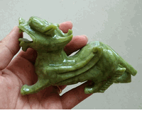 Lucky Natural Green Jade Pi yao Dragon 4.3 inch