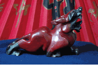 Ancient style Red jade dragon statue  6 " long <br>  success & protection