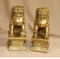 Bronze Foo Dogs 5.9" tall <br> Feng Shui Protection