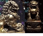 Brass Foo Dogs 17 inch tall <br> Feng Shui for Protection