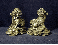Bronze pair of Qi Lin 3 inch tall <br> Success & Protection